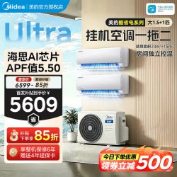 美的 空调一拖二挂机大1.5匹2匹冷暖变频一级能效省电卧室家用空调