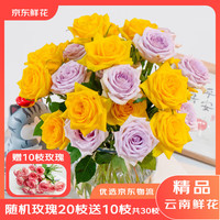 京东鲜花 七夕情人节随机色玫瑰花买20枝送10枝颜色生活插花源头直发