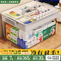 纳份爱 药箱家庭装多层大容量透明家用急救药品便携式医护分类收纳小药箱 中号-双层透明款【加大容量/特厚