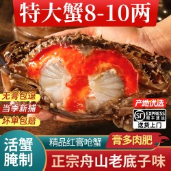 鲜喜利 舟山红膏呛蟹整只酱母蟹宁波炝蟹梭子蟹咸蟹生腌螃蟹海鲜醉蟹即食