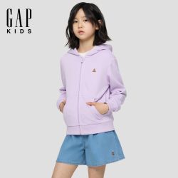 Gap 女童2026春季新款小熊刺绣宽松连帽卫衣儿童装运动外套860957