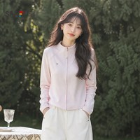 三福 女长T恤外套2026冬季新款圆领小标拉链门襟时尚休闲上衣女装 三色可选