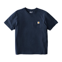 carhartt 夏男女同款美式布标logo口袋圆领短袖T恤K87 NVY M海军蓝七夕节
