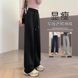 班尼路 高腰显瘦直筒卫裤 黑色 女士休闲裤