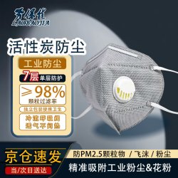 劳保佳 七层无纺布呼吸阀口罩 防尘防pm2.5一次性无纺布活性炭口罩带呼吸阀 灰色