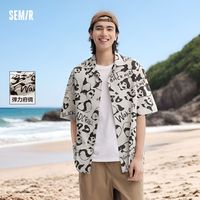 百亿补贴：森马 短袖衬衫男熊猫印花度假休闲衬衣外套夏季设计感上衣小众潮流