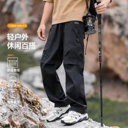 吉普 男夏季薄款休闲裤宽松直筒透气舒适凉爽长裤子