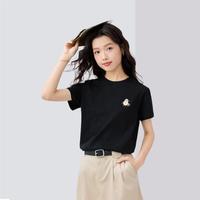 佐丹奴 趣味蔬果刺绣女式T恤夏季纯棉针织T恤圆领短袖正肩休闲上衣女