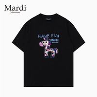 FASHION MARDI MOUNTAIN旗舰店夏季半袖女装t恤衫短袖韩国小雏菊宽松运动上衣外搭跑步服 钻石黑 XS 80-100斤