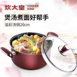 炊大皇 家用双耳溢彩汤锅 加厚款 20cm 带盖子