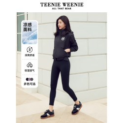 TEENIE WEENIE 小熊2024速干运动瑜伽裤鲨鱼裤女 黑色 165/M