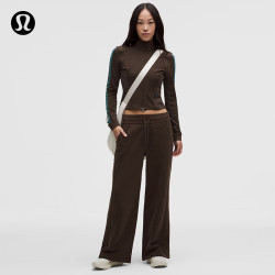 lululemon 丨Scuba 女士中腰阔腿运动裤*拉绒*亚洲版型 LW5GYQA 胡桃棕 XS