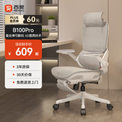 西昊 久坐舒适 人体工学椅  B100Pro 弹弓骶枕+4D扶手 带脚踏