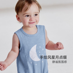 Babylove 竹节棉 无袖三角哈衣 挪威蓝 80cm
