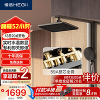 恒洁 D50 Pro 即关即停 全铜方管花洒套装 DMF967-334S-SH