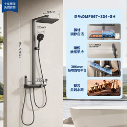 恒洁 D50 除垢自洁全铜方管贴墙淋浴花洒 DMF967-334-SH