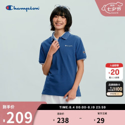 Champion 短袖POLO衫 翻领 灰蓝色 XL 运动T恤