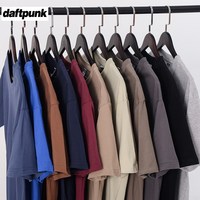 DAFTPUNK 美式240g重磅短袖t恤男女夏季纯棉复古厚实打底衫纯色二本针半袖