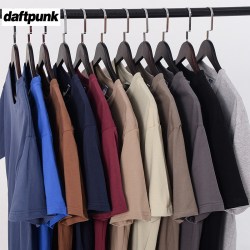 DAFTPUNK 美式240g重磅短袖t恤男女夏季纯棉复古厚实打底衫纯色二本针半袖