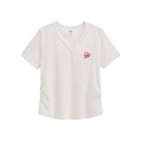 Gap 盖璞 纯棉V领爱心捏褶 白色 M(165/88A) 女士T恤
