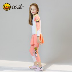 B.Duck 儿童泳衣女童宝宝分体长袖长裤新款专业中大童防晒游泳衣