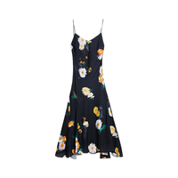 Desigual 花朵印花V领吊带连衣裙 黑色 M