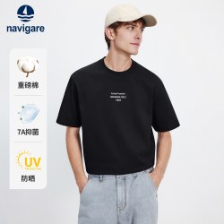 navigare 小帆船黑色基础短袖T恤男士