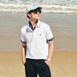navigare [凉感]Navigare小帆船白色短袖Polo衫男上衣