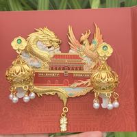 赋闲 北京天坛文创冰箱贴金属可发光故宫博物院颐和园文创伴手礼物纪念 龙凤宫灯-发光冰箱贴