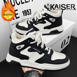 凯撒 KAISER/凯撒·冬季棉鞋男款加绒保暖中帮小白鞋子男款休闲运动板鞋
