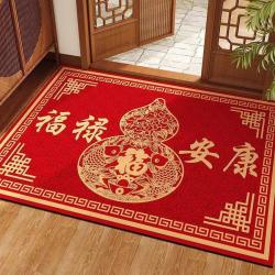福字葫芦锦鲤地毯红色黄色绿色入户门地垫新中式地垫玄关除尘脚垫