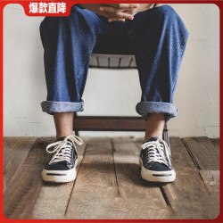 马登 开口笑帆布鞋子男士2026新款高级感潮流百搭透气休闲夏季板鞋
