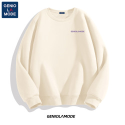 GENIOLAMODE 正肩卫衣男女同款2026春季潮流春秋季大码圆领外套男