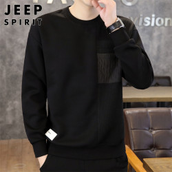 JEEP SPIRIT Jeep吉普男士卫衣春秋季新款韩版潮流休闲打底衫百搭圆领长袖t恤