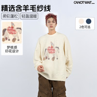 CANOTWAIT_ 陈伟霆毛衣CANOTWAIT_新年含羊毛梦游童话世界小马印花套头毛衣