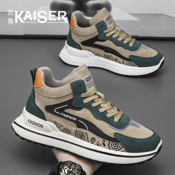 凯撒 KAISER/凯撒·男鞋新款潮流百搭高帮休闲板鞋子男款软底运动老爹鞋