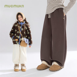 MUCMUKN 复古加绒弯刀针织裤柔软舒适休闲百搭女童冬新M54XK5616
