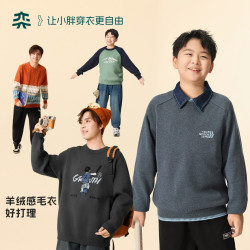 奕时代 胖男童毛衣秋冬保暖针织衫中大童上衣加大码