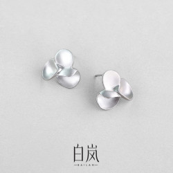 白岚 925银耳饰 白岚烧白花花耳钉999银女轻奢小众气质简约个性ED4349