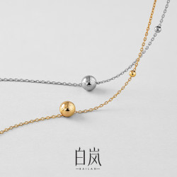 白岚 坠链均925银 白岚圆珠项链女时尚925银轻奢小众气质素款XL2819