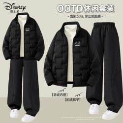 迪士尼 男童加绒套装加厚2026新款男女同款冬季棉服儿童冬装衣服潮