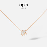 APM Monaco 玫瑰金多圈可调节项链送女友精致坠链饰品