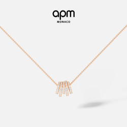 APM Monaco 玫瑰金多圈可调节项链送女友精致坠链饰品