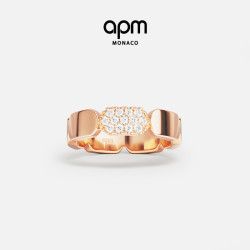 APM Monaco 玫瑰金色戒指对戒精致简约轻奢高级感饰品