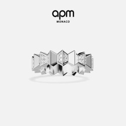 APM Monaco 雪白戒指白色几何波浪摩登礼物送女友