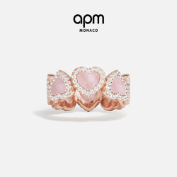 APM Monaco 微镶粉母贝戒指轻奢高级感情侣对戒饰品