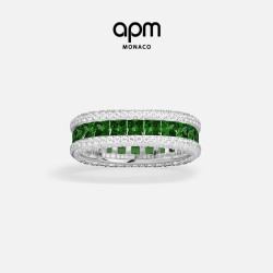 APM Monaco 绿色密镶戒指生日礼物轻奢高级感饰品饰品