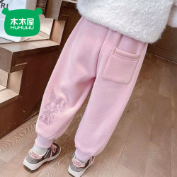 木木屋 新款春秋裤子外穿儿童洋气休闲裤女童宝宝冬季加绒保暖卫裤