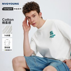 NVG·YOUNG navigare小帆船宽松圆领短袖T恤男上衣