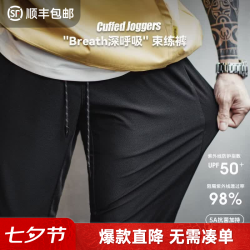 马登 工装美式复古凉感网眼锥形裤透气健身运动束脚休闲卫裤男秋夏 黑色  L